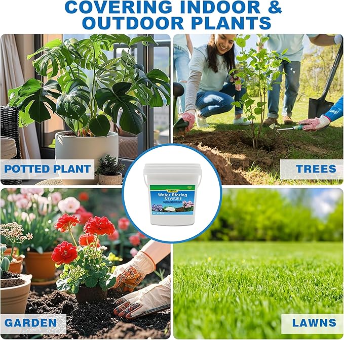 3LB Water Storing Crystals for Plants, Soil Moisture Control Water Gel Beads with Spoon, Super Absorbent Polymer for Potting Soil, Prevent Overwatering & Drought Stress