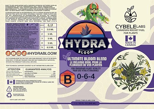 HydraBloom A B Bloom Nutrients - 2 Part Liquid Advanced Flower & Vegetable Fertilizer - for Hydroponic Aero Tower Home Systems Indoor and Outdoor Garden Fruit Plant Food - A+B 1 Litre Each Pack of 2
