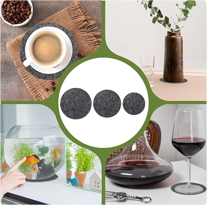 Plant Coasters, 6 PCS 3 Sizes Round Plant Saucers Felt Plant Mat Reversible Fabric Coaster Mat Absorbent Waterproof Plant Pot Saucers for Gardening Indoors Outdoor Pots, DIY Craft Supplies(4”, 6”, 8”)