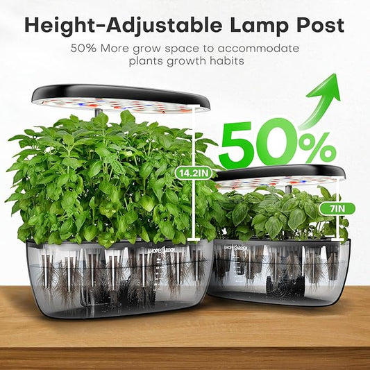 Ahopegarden Indoor Garden Hydroponics Growing System: 12 Pods Plant Germination Kit Garden Kit Growth Lamp Countertop with LED Grow Light Hydrophonic Planter Grower Harvest Vegetable Lettuce