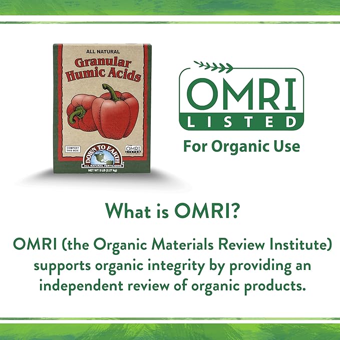 Down To Earth All Natural Fertilizers Organic Granular Humic Acids - Soil Amendment Adds Carbon, Increases Nutrient Uptake, 50 lb