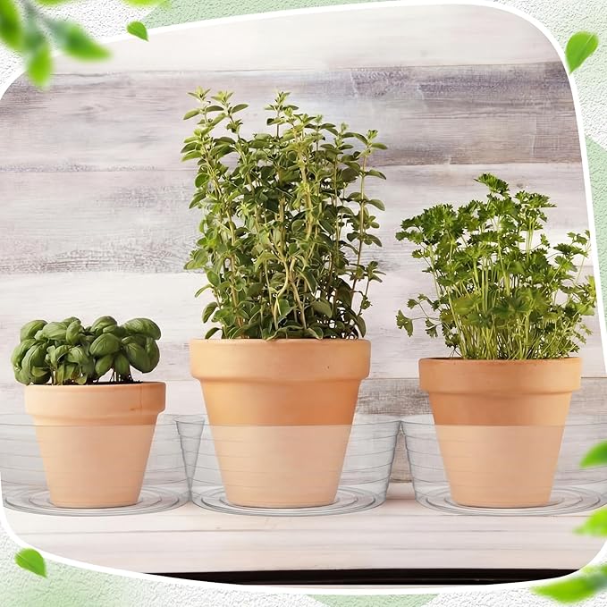 Hoolerry 15 Pcs Plastic Plant Saucer Clear Deep Drip Tray Thickened Clear Plant Saucers Trays for Pots Deep Drip Trays for Home Garden Indoor and Outdoor Potted (14 Inch)