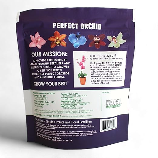 Perfect Orchid by Happy Nutrients 12 Oz Powder Fertilizer for Orchids & Acid Loving Plants - Premium Orchid Nutrients for Vibrant Blooms, Strong Roots, and Lush Foliage