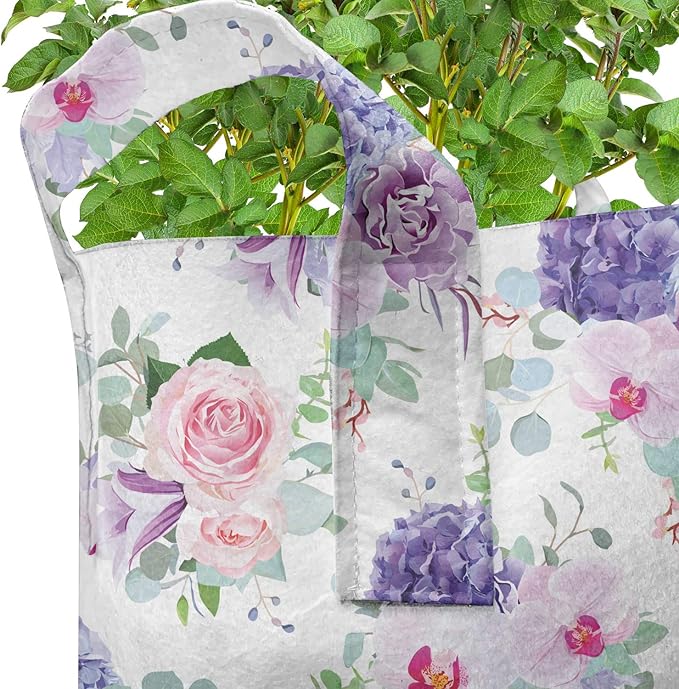 Ambesonne Colorful Grow Bags 5-Pack, Carnival Feathers, Heavyduty Fabric Pots with Handles for Plants, Eggshell