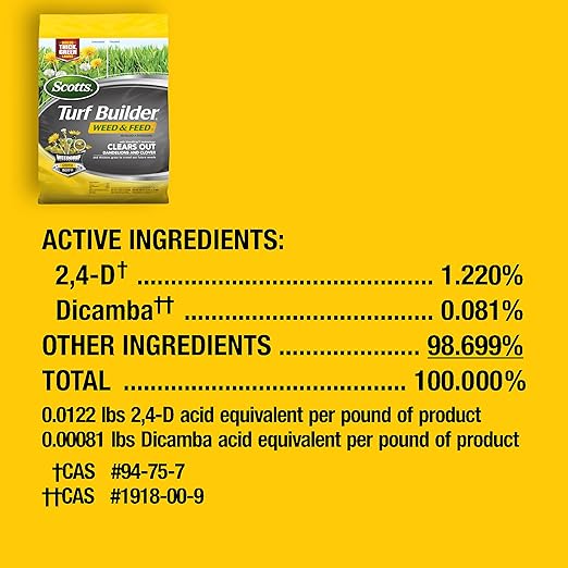 Scotts Turf Builder Weed and Feed5, Weed Killer Plus Lawn Fertilizer, Controls Dandelion and Clover, 4,000 sq. ft., 11.32 lbs.