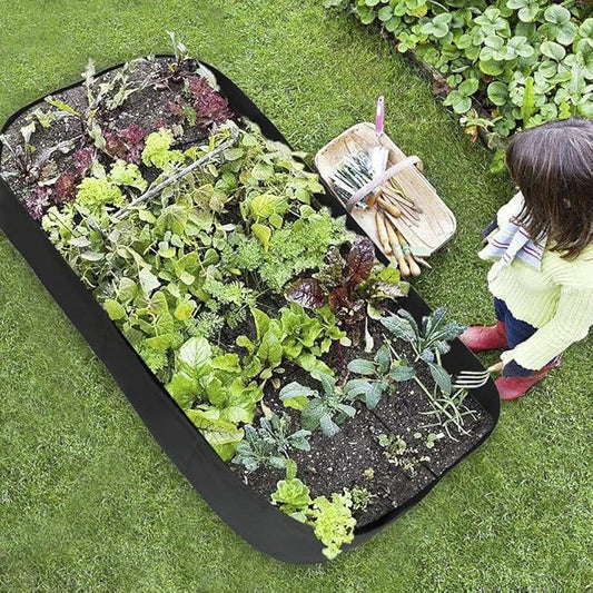 Raised Garden Bed with Grow Grid,135 Gallon Elevated Flower Vegetables Bed Planter Box,Planting Container,Plant Root Pouch Pots,Garden Tub