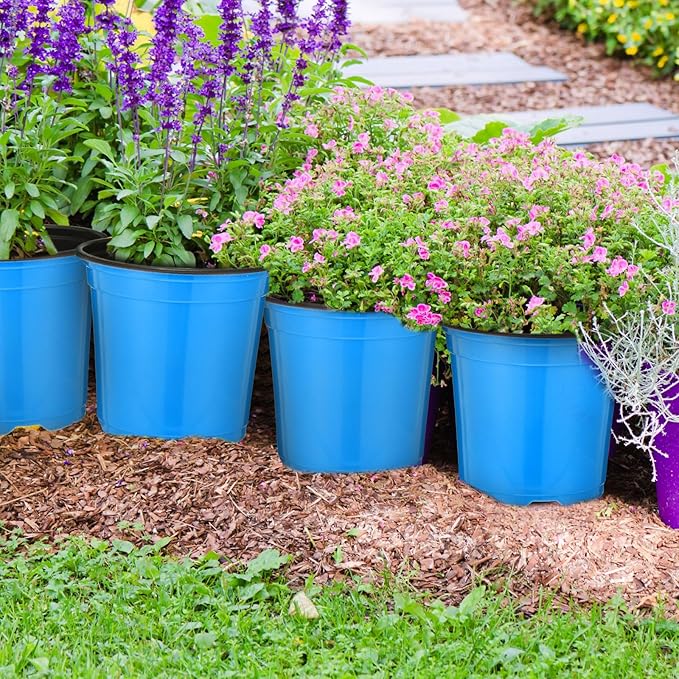 Havawish 150 Pcs 4 Inch Plastic Nursery Pots Seedling Starting Pots with Drainage Holes Thicken Flower Planters Seed Starting Indoor Outdoor for Seedling Cutting Transplanting (Blue)
