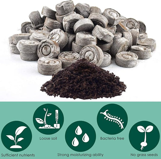 PACETAP 100 Pcs 40mm Peat Pellet Seed Starter Soil, Compressed Seed Fertilizer Nutrient Soil Block, Germination Seedling Pods for Growing Herbs, Plant, Flowers, Vegetables