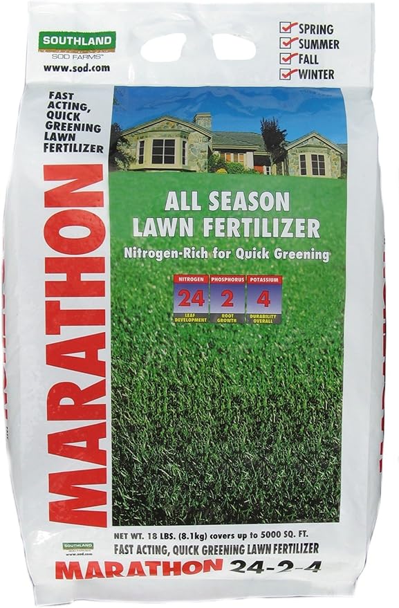 Marathon 24-2-4 All Season Lawn Fertilizer – 18 lb Bag for Grass, Gardens, and Outdoor Landscapes