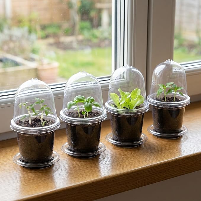 EBaokuup 10 Pack Self Watering Seed Starter Pot, 6.5 x 3.5 Inch Automatic Watering Plant Nursery Pots with Humidity Dome, Self Watering Nursery Pots for Potted Plants Seed Germination