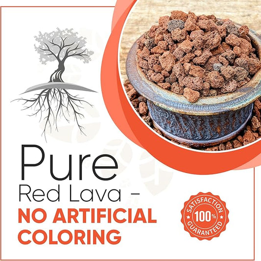Tinyroots Red Lava Rock for Plants, 2.25 Quarts, Sifted Bonsai and Cactus Soil Additive, Maintains Proper Moisture, Used for Top Dressing, Volcanic Rock, No Dyes or Chemicals