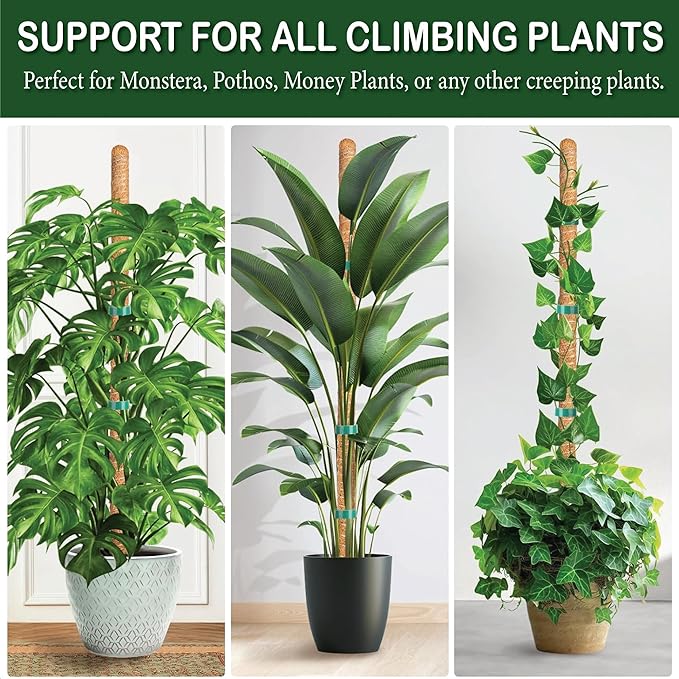 3 Pack 28 Inch Moss Pole, Stackable Moss Poles for Climbing Plants Monstera, Tall Plant Sticks Accessories, Large Coir Monstera Plant Support Stakes for Potted Plants Indoor, Pothos
