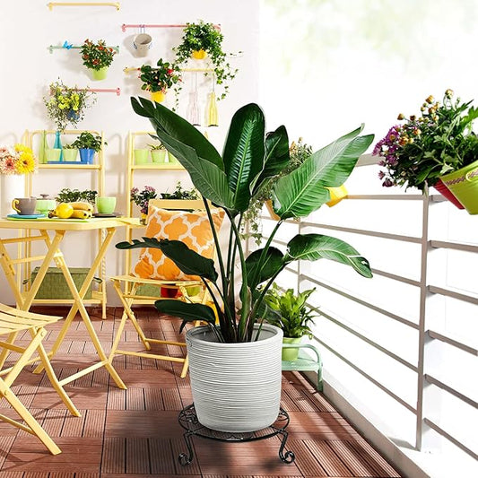 1 pack 10"-12" Metal Plant Stand Outdoor, for Flower Pot Heavy Duty Potted Holder Round Wrought Rustproof Iron Planter Stand, plant Stands Indoor Clearance and Outdoor patio - 12 Inches Black