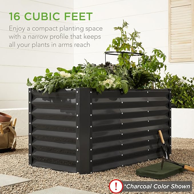 Best Choice Products 4x2x2ft Outdoor Metal Raised Garden Bed, Deep Root Box Planter for Vegetables, Flowers, Herbs, 119 Gallon Capacity, 100% Non Toxic Materials - Navy