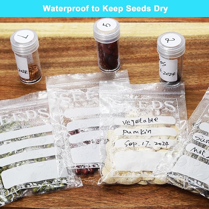 Portable 140 Slots Seed Storage Organizer, Large Capacity with 25 PCS Zipper Envelopes Bag, Label Stickers, Seed Storage Container for Flower Plants Garden (Black)