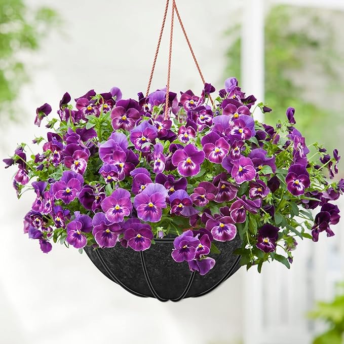 Riare 8 Pack 12 Inch Round Fabric Planter Basket Liner- Hanging Basket Liners Replacement Coco Fiber Liner Alternative for Hanging Basket Flowers (Prevent Birds from Nesting)