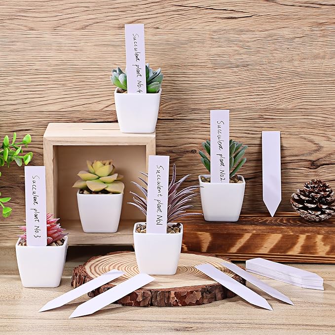 120PCS Waterproof Plant Labels - 4 Inch Blank Garden Markers for Indoor & Outdoor Use with Marker Pen - White PVC Type Stakes for Herbs, Flowers, and Plants