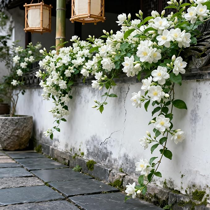 Climbing Jasmine Flower Seeds, 100 Non-GMO Jasmine Gardenia Seeds, Fragrant Flower, Climbing Flower Seed for Home Garden Outdoor, Indoor