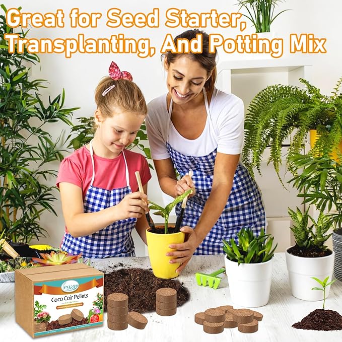 Legigo 100 PCS 40mm Coco Coir Pellets Potting Soil Mix- Compressed Coconut Coir Discs Seed Starting Soil Pellets, Coco Peat Soil Pods for Indoor & Outdoor Plants, Gardening Herbs Bonsai and Vegetables