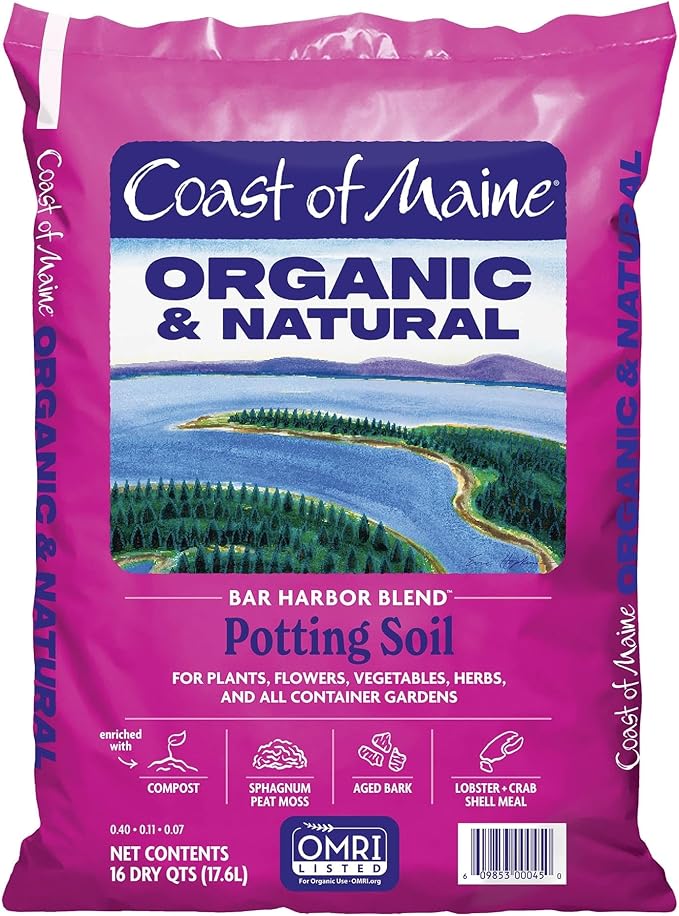 Coast of Maine Bar Harbor Blend, 16qt (Pack of 4) Organic and Natural Potting Soil for Houseplants, Flowers, Vegetables, Herbs and Containers