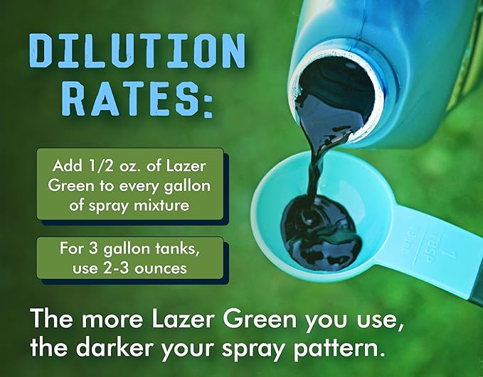 Liquid Harvest Lazer Green Concentrated Spray Pattern Indicator - 8 Ounces - Perfect Weed Spray Dye, Herbicide Dye, Fertilizer Marking Dye, Turf Marker and Herbicide Marker