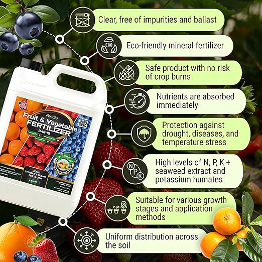 Liquid 3-18-18 Fertilizer for Vegetables, Fruits and Flowers - All Purpose Plant Food Outdoor & Indoor Plant Food - Balanced NPK Flower Food Bloom Booster with Nitrogen Potassium Phosphorus (1gal)