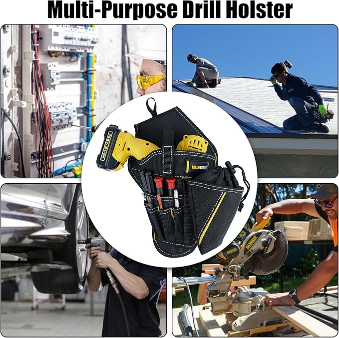 MELOTOUGH Drill Holster Impact Driver Holster with Bit Pouch Heavy Duty Impact Holster for Tool Belt
