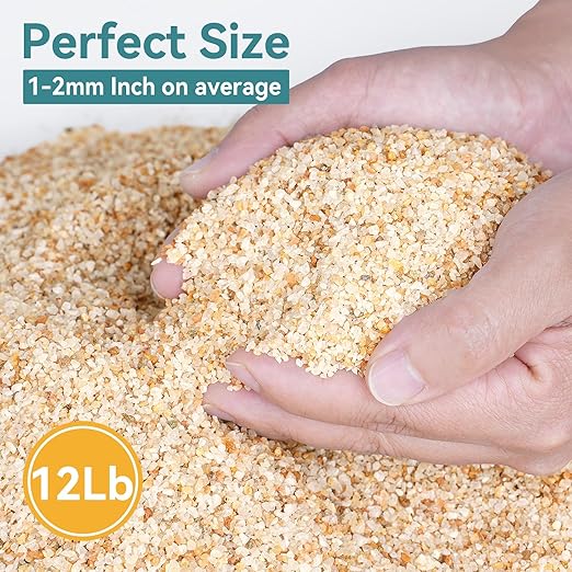 1-2mm Coarse Sand for Plants, 12lbs Horticultural Sand for Succulents, Desert Silica Sand for Cactus, Vases, Aquariums, Terrarium, Fish Tank, Drainage Rocks for Potted Plants, Bamboo, Crafts