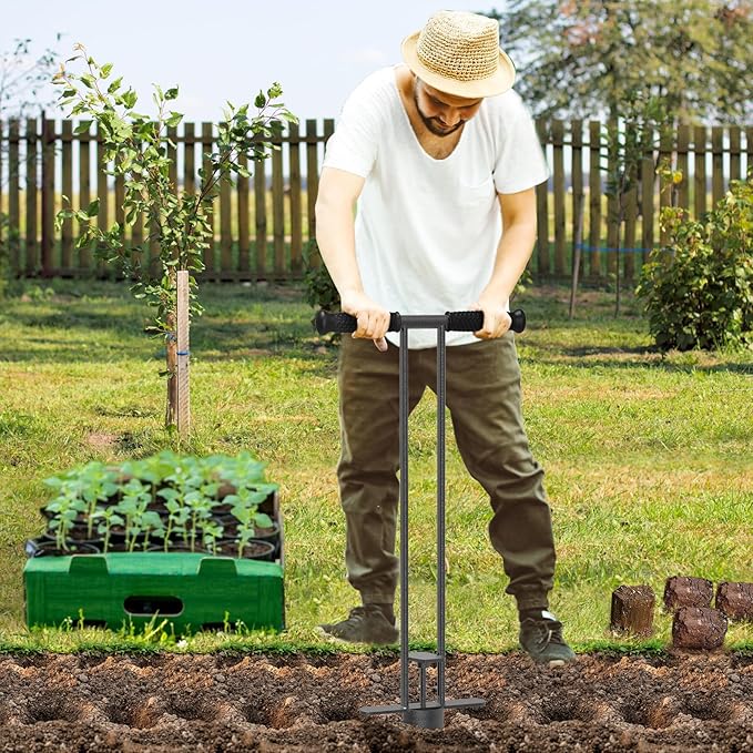 Dolibest Sod Plugger, Bulb Planter Tool with Non-Slip Grip Handle. Turf Cutter and Grass Plugger Tool with Dual Pedals, Sharp Serrations, Perfect for Zoysia, Bermuda and More (Upgrade)