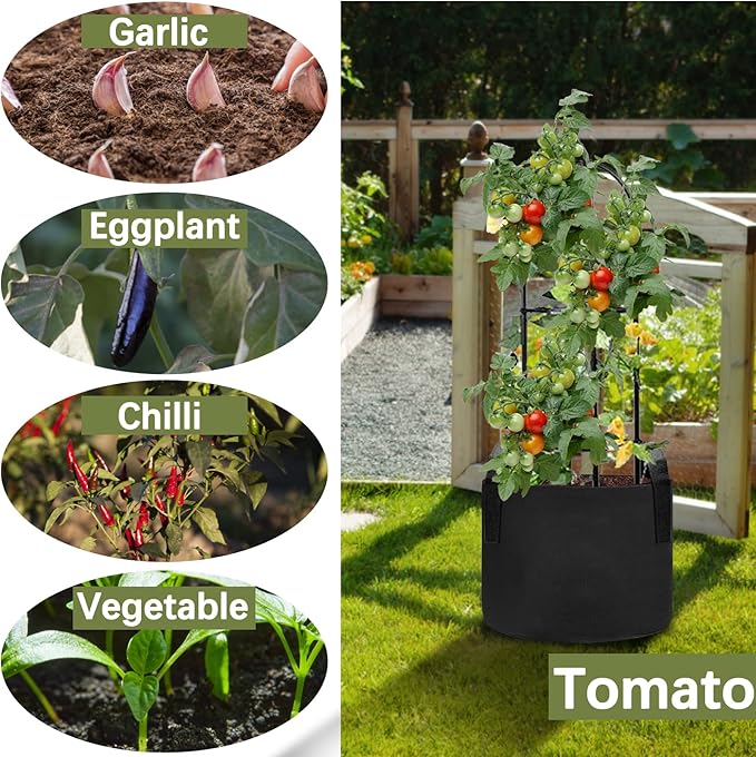 TCBWFY 5 Gallon Grow Bags,6 Pack Heavy Duty Thickened 300g Non-Woven Fabric Pots with Sturdy Handles,Garden Bags to Grow Vegetables Flowers