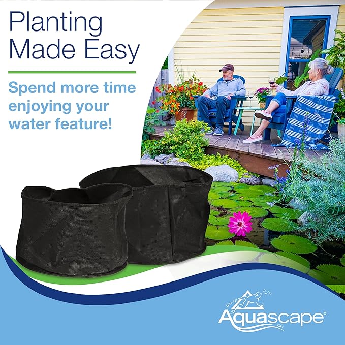Aquascape Aquatic Lily Plant Pots for Pond and Water Garden, 14-inch x 7-inch, Black, 2-Pack | 98929