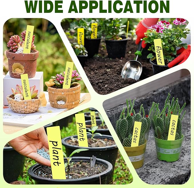 Plant Labels 200 Pcs Yuanling for Seeding Plastic Waterproof Plant Name Tags Garden Labels Marker Garden Pots Stakes for Outdoor Potted Plants Belt Permanent Marking Pen