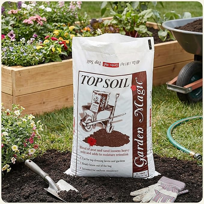 Michigan Peat Garden Magic Indoor and Outdoor Organic Planting Potting Top Soil Blend Mix, 40 Pound Bag (8 Pack)