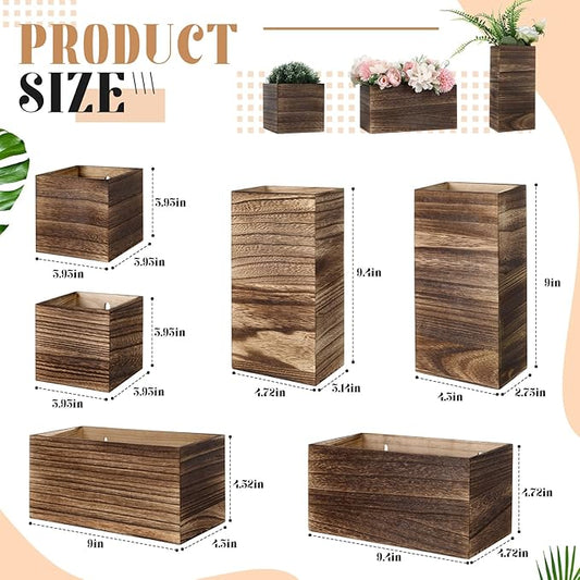 6 Pack Rustic Wood Wall Planters Hanging Wall Planters Pocket Vases Hanging Decor Vase for Plants Dried Flowers Faux Greenery Plants Indoor Living Room Bedroom Farmhouse Home Decor(5 Sizes)