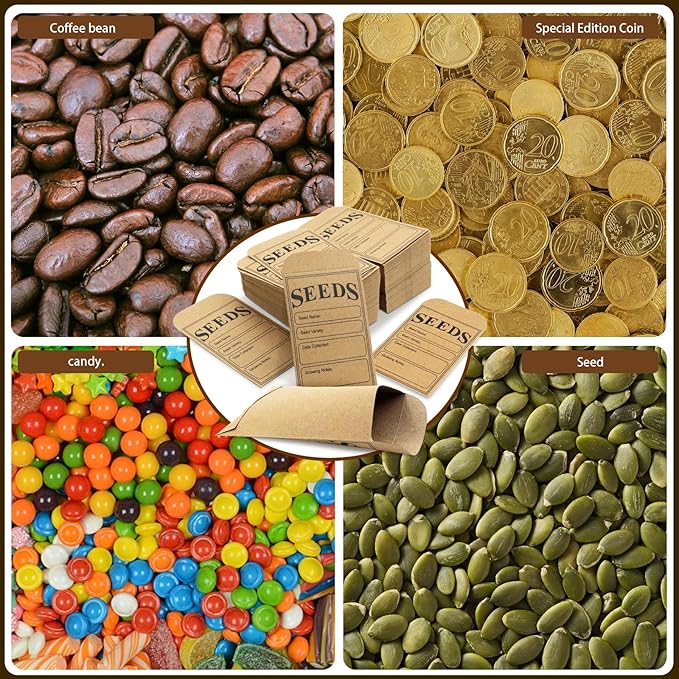 LOTMER 200 Pieces Seed Saving Envelopes, 3.2x4.8 Inch Seed Packets Envelope, Sealing Kraft Seed Packets Envelope for Fruit Vegetable