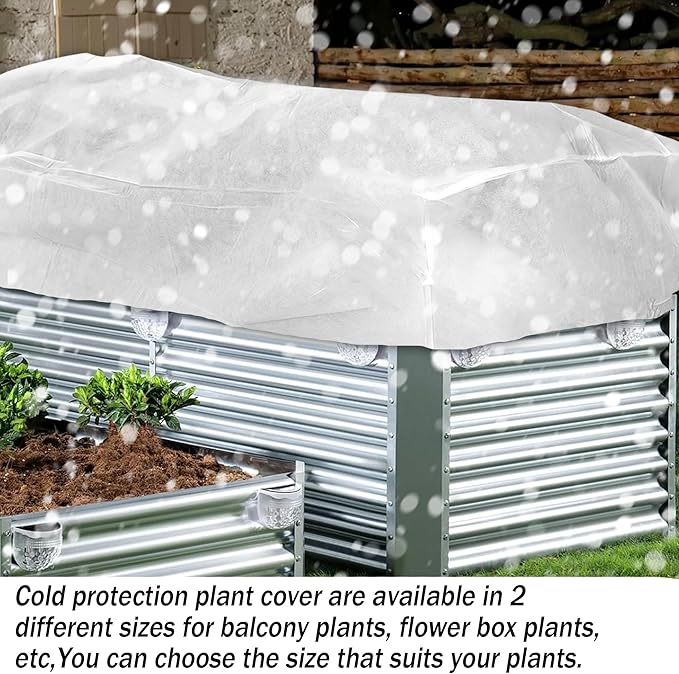 Rectangular Plant Cover Frost Big Size for 8×2×1FT Non Woven Fabric Garden Bed Cover with Zip Drawstring for Winter Cover Protection, Raised Beds Protect Plant Vegetable from Winter Frost