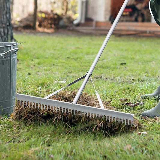 IRONMAX Landscape Rake, 36’’W Aluminum Garden Leaf Rake with 68’’ Long Handle & 36 Tines, Lightweight Yard Landscaping Rake for Loosening Soil, Lawn Care, Lake and Beach Care