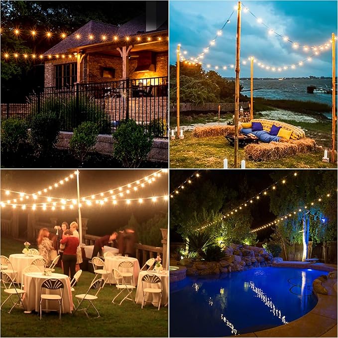 Solar String Lights Outdoor Waterproof 100ft with 52 Shatterproof,Solar Lights Outdoor Remote ST38 Vintage Edison Bulbs,Salor Ourdoor Light Hanging Lights Waterproof for Outside Backyard
