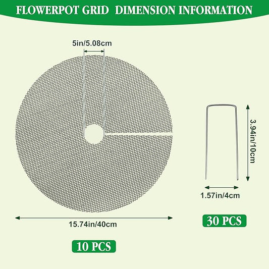 10pc 15.7" Plant Pot Grids Cuttable Plant Pot Soil Covers Protectors from Animals-Indoor Plant Pot Soil Guard for Outdoor Garden Plant Protection Breathable Mesh Prevents Digging