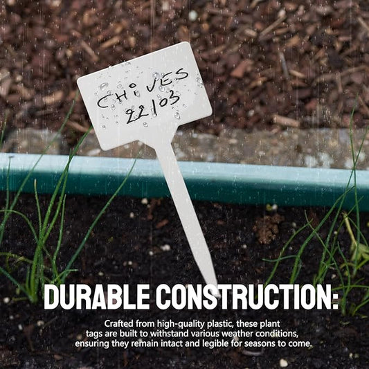 20pcs White Plastic T-Shape Plant Labels, 6inch - Perfect for Outdoor, Indoor & Greenhouse Plants