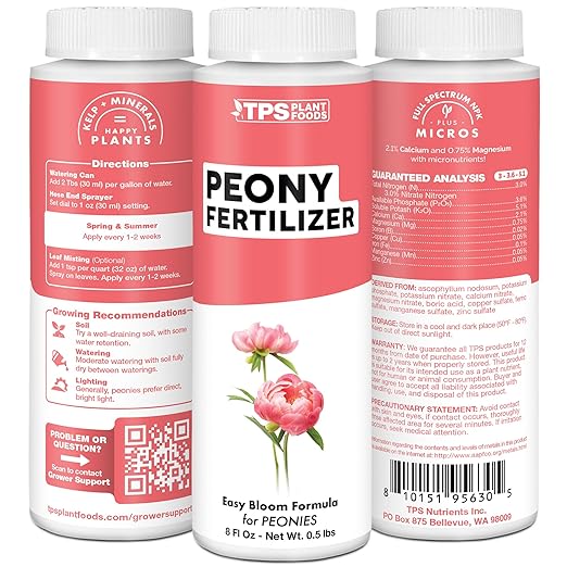 Peony Fertilizer for Peony Flowers, Feeds Peony Flowers and Peony Bulbs for Stunning Blooms, Liquid Fertilizer by TPS Plant Foods, 32 oz (1 Quart)