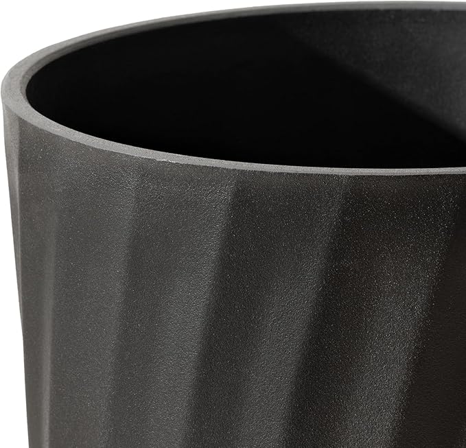 La Jolie Maison 24 Inch Tall Planter, Matte Black Tree Planter with Shelf Insert, Morden Large Round Plant Pot Container for Indoor/Outdoor, Front Door, Patio and Deck, 1 Pack