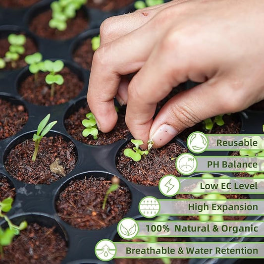 Premium Organic Coconut Coir Bricks - 12 Pack Coco Coir Bricks for Planting, Gardening, and Potting Soil Substrate. Low EC & pH Balanced 100% Organic Peat Moss Mix with Fiber from Coconut Husks