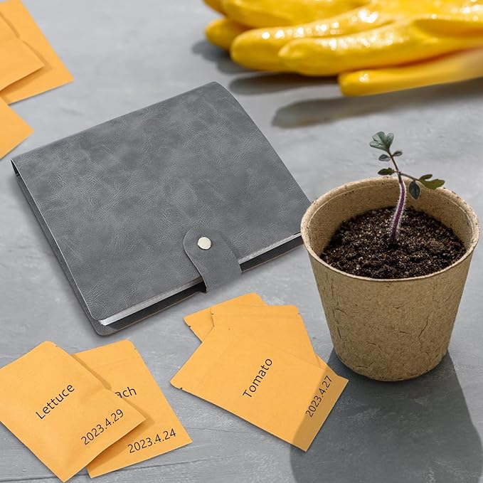 Black Garden Seed Organization Binder - 80 Resealable Sealing Envelopes for Seed Saving & Collecting