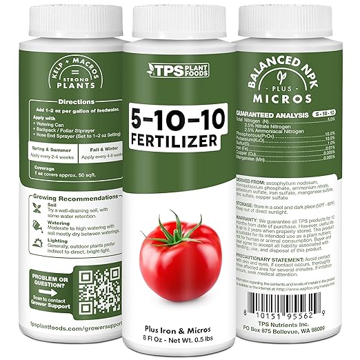 5-10-10 Fertilizer for Plants, Great for Root Vegetables, Tomatoes, and Flowers, Plant Fertilizer by TPS Plant Foods, 8oz (250ml)
