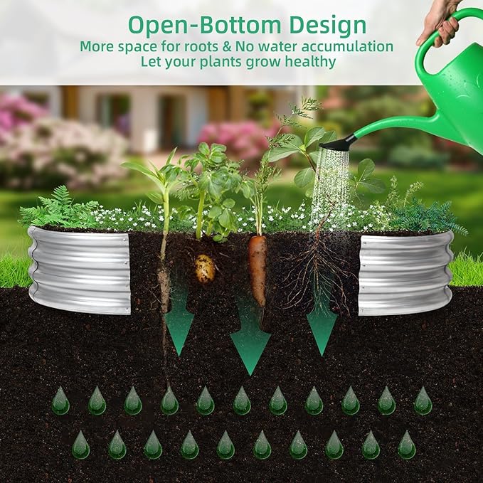 6×3×1 ft Raised Garden Bed, Easy Assembly Galvanized Planter Box for Vegetables, Flowers & Herbs