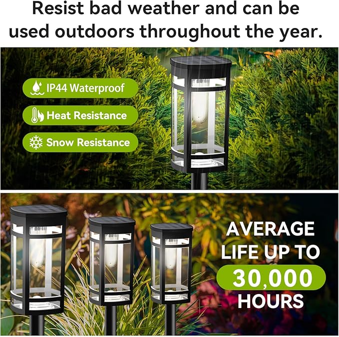 EXCMARK 8 Pack Solar Lights Outdoor Waterproof for Garden Pathway Walkway Driveway Yard Lawn Decorative Landscape Lighting. (Cool White Light, 8)
