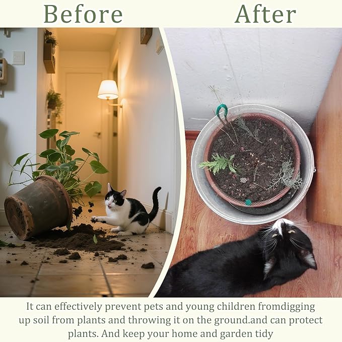 6 Pcs 15.7 Inch Plant Pot Grids,Cut-able Plant Pot Soil Protective Covers from Animals,Used to prevent animals or babies from digging up the soil in flowerpots.Suitable for Indoor and Outdoor Plants.