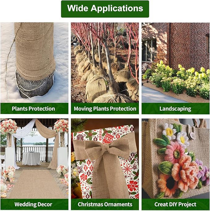 Agfabric Natural Burlap Roll 64 inch x25 Feet Burlap Fabric,Multipurpose Jute Fabric Material for Garden, Rustic Wedding Table Runners,Home Decor