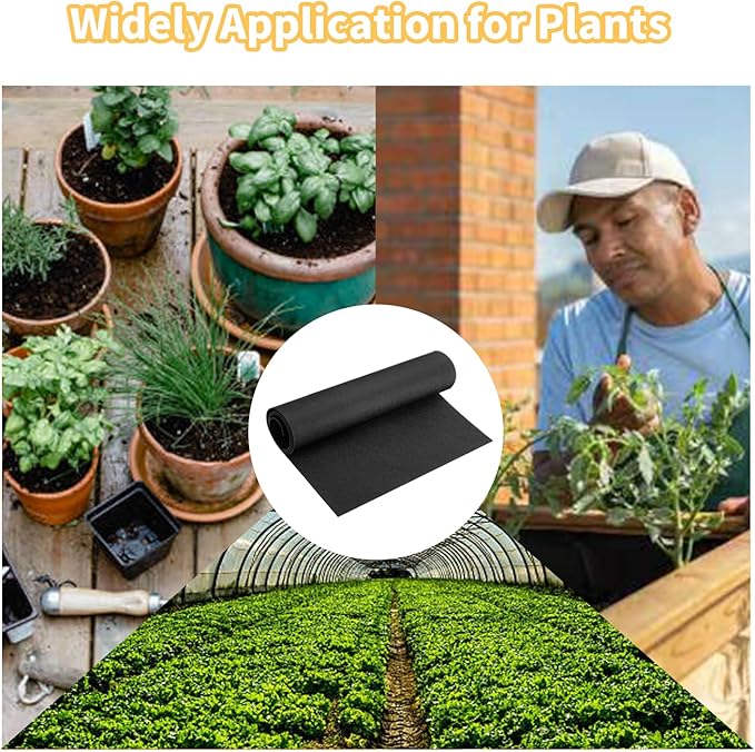 16x43 Inch Black Felt Planter Liner Roll, Non-Woven Hanging Basket Liners Coco Coir Alternative Breathable Outdoor Planter Liner Window Box Liners for Metal Basket Flower Pot Raised Garden Bed